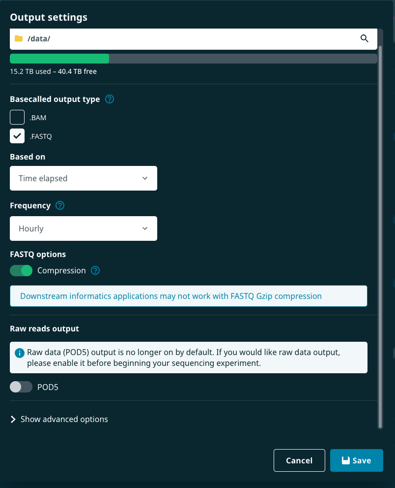 Device output settings-MinKNOW-2509