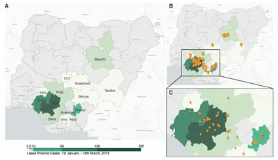 Lassa fever virus outbreak map Kafetzopoulou Jan2019
