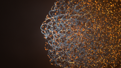 DNA strands crossing each other with methylation regions highlighted in orange