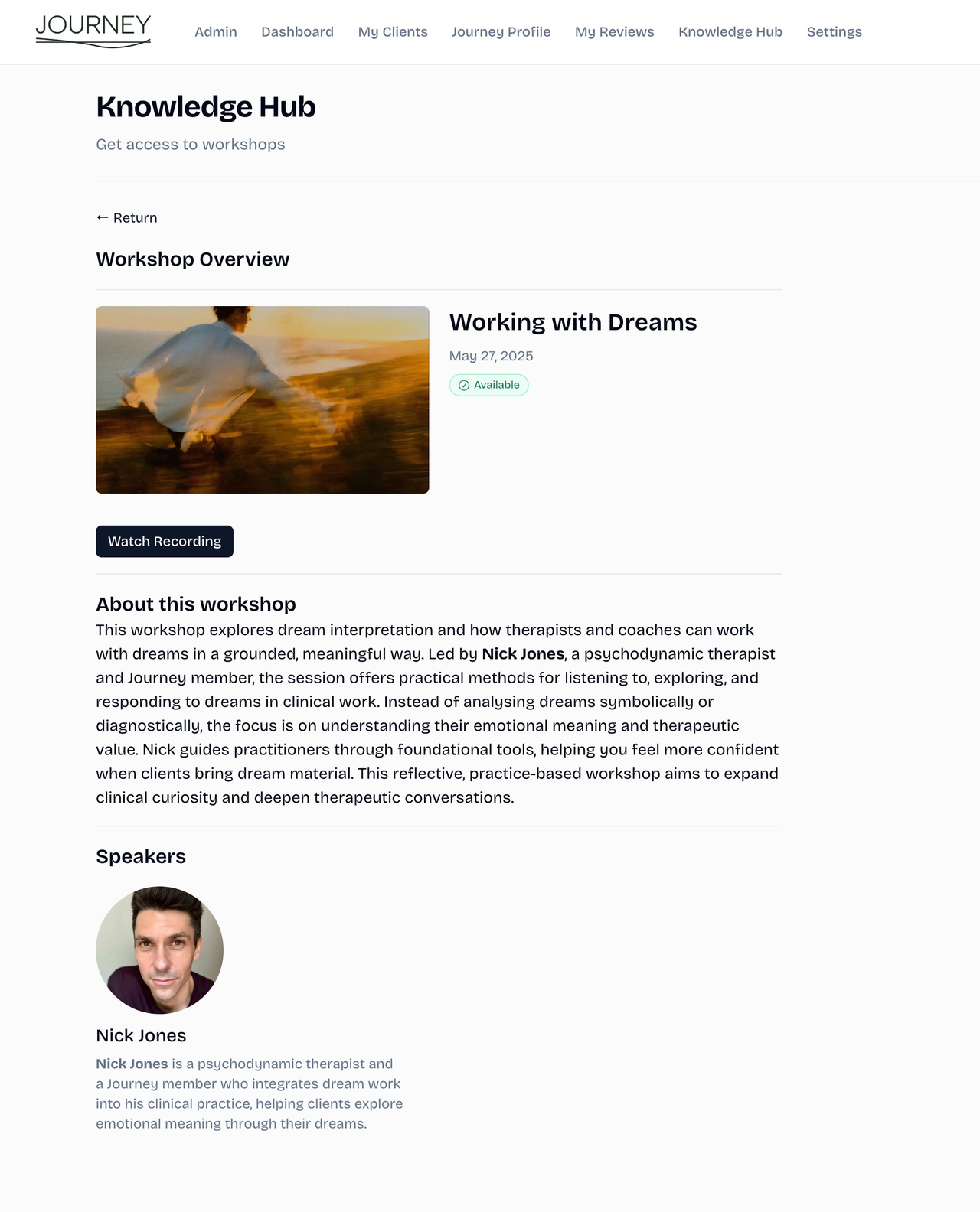 Journey practitioner dashboard