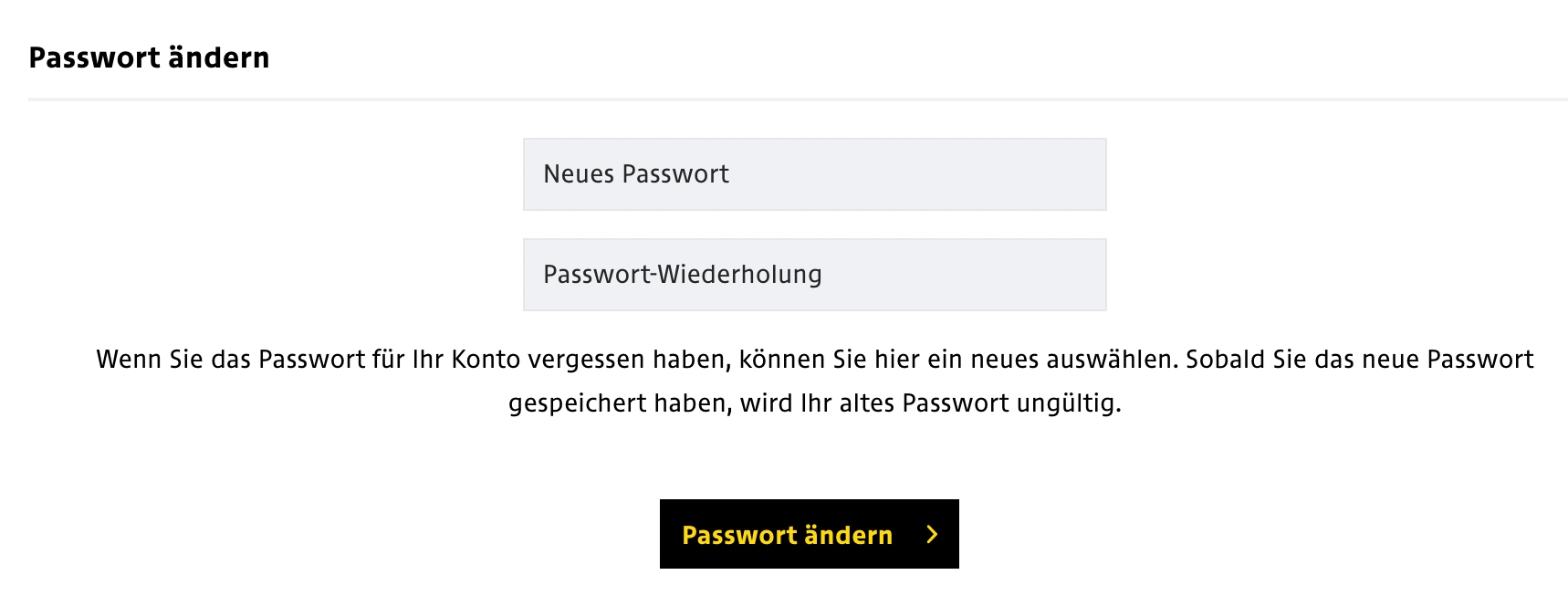 Screenshot Microcopy: Passwort ändern Prozess