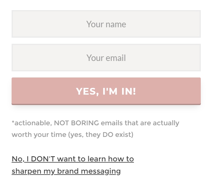 Screenshot Microcopy: Confirmshaming