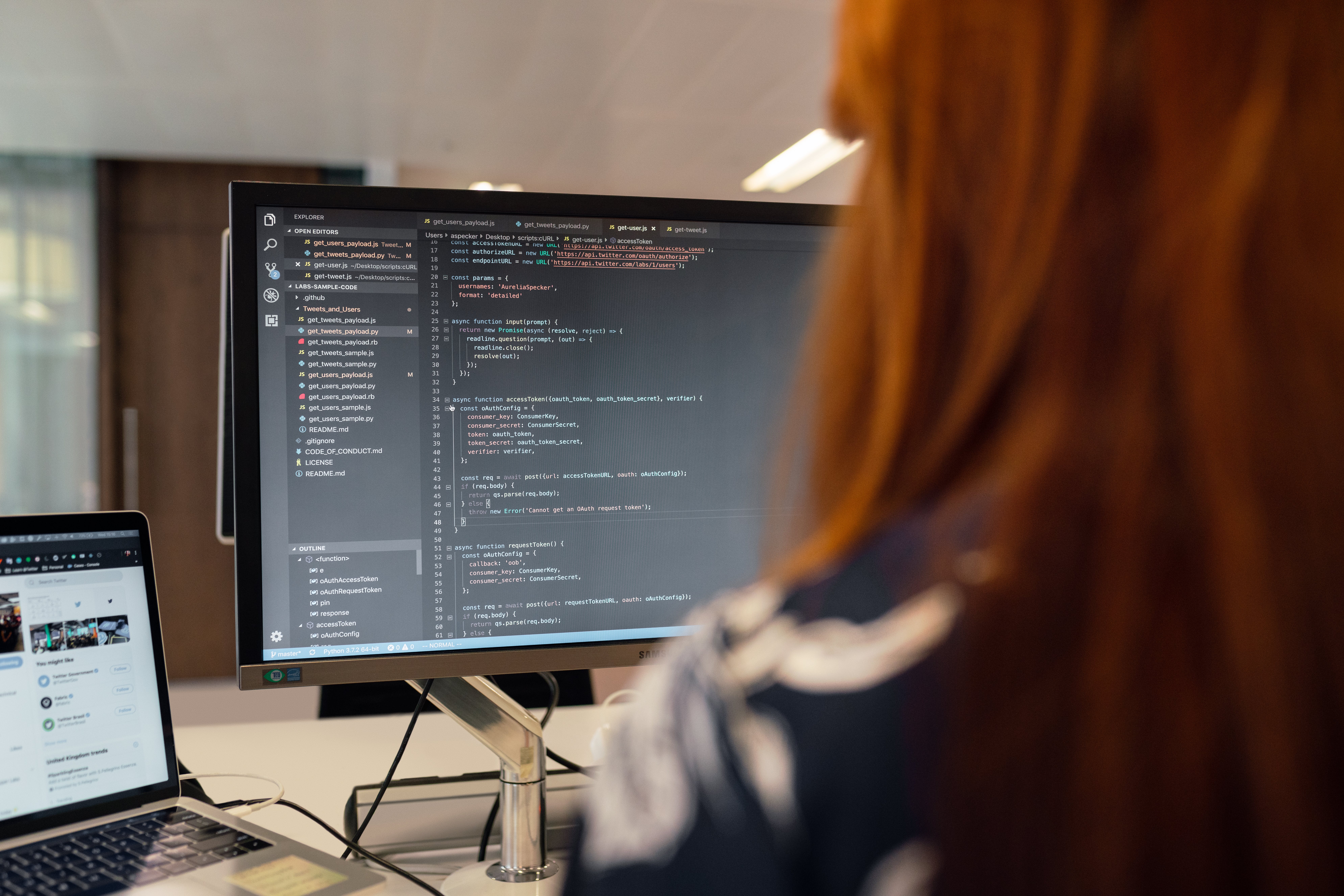 Developer writing down product backlog