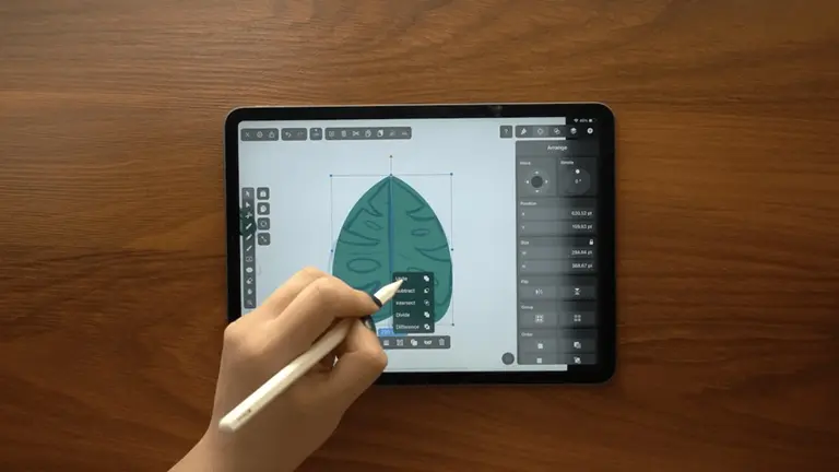 draw monstera leaf on ipad table top