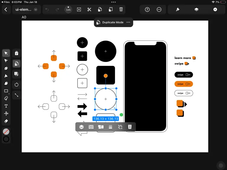 Duplicate circle UI design template Linearity Curve