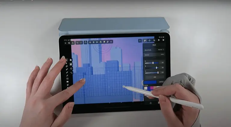 rows of buildings for background drawing on ipad with vectornator