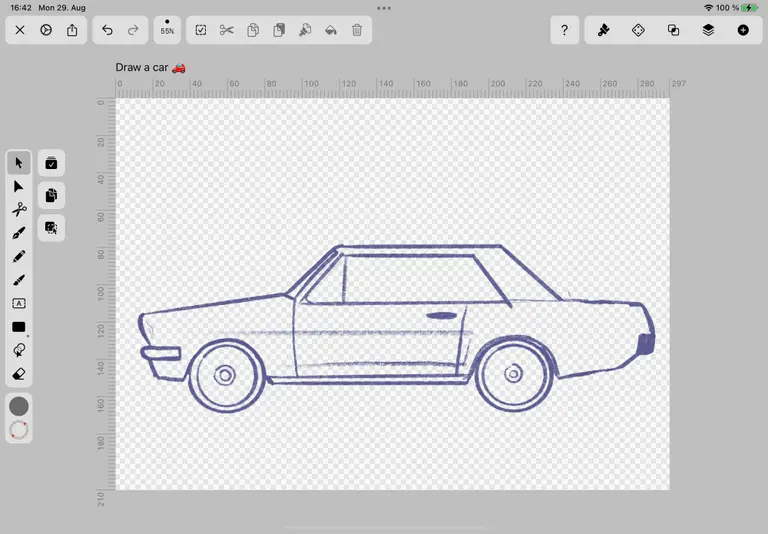 Preparing a drawing document on Vectornator