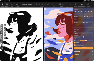 Woman astronaut in red dress illustration pink background