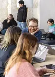 team at desks working together