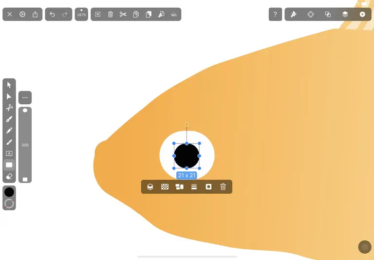 draw fish eye with circle tool on Vectornator