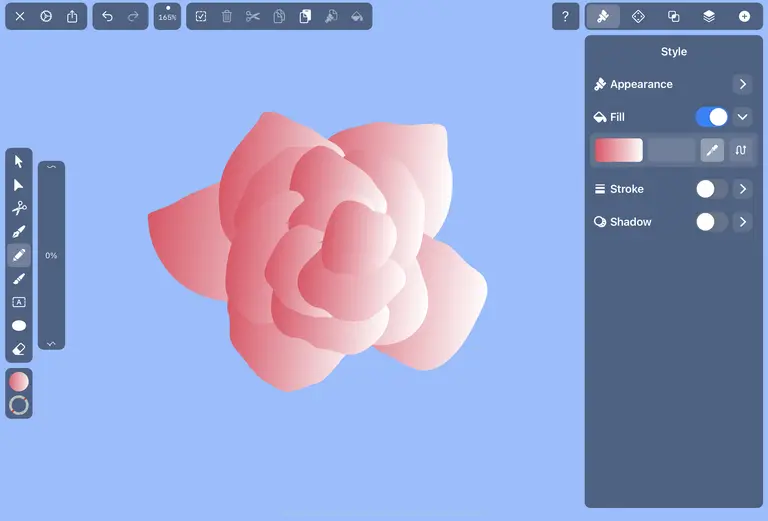 drawing of rose on vectornator