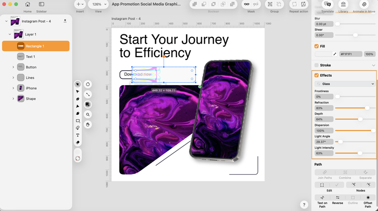glass effect settings