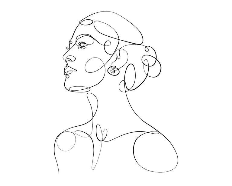 Minimalist female portrait line drawing by Anna Klets