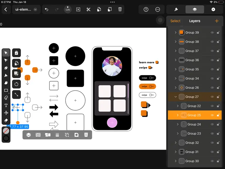 Copy box and arrow UI element Linearity Curve