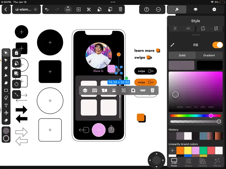 More information profile button UI design Linearity Curve