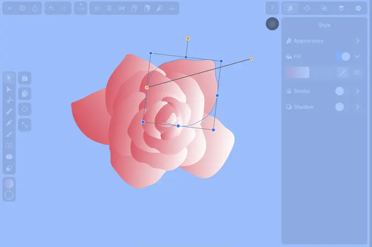 vectornator adjust gradient of rose