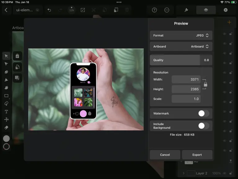 Final UI design export in Linearity Curve
