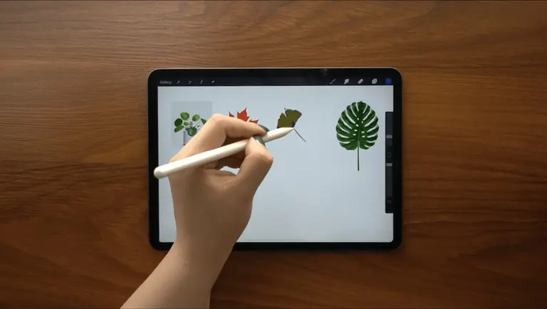 drawing on leafs gallery on ipad