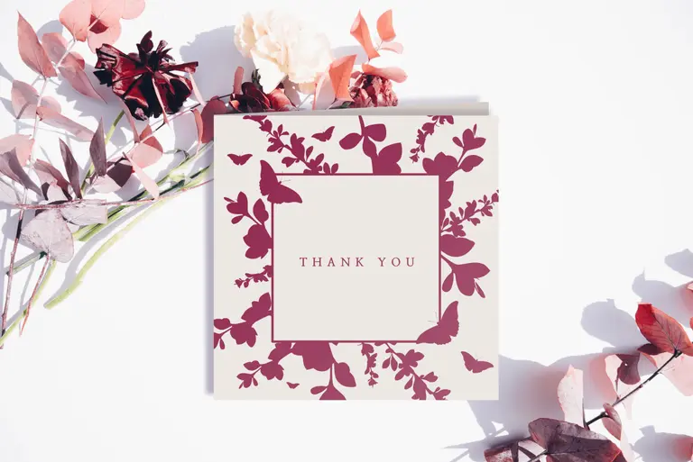 Card with flowers on a white background