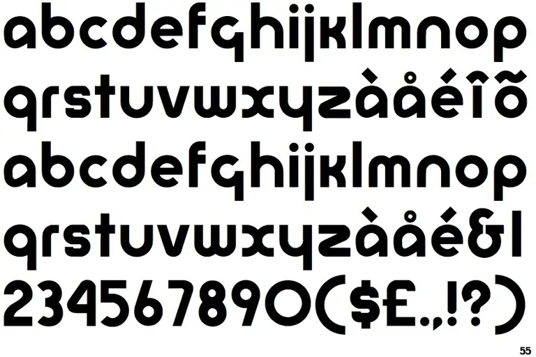 Complete set of Bauhaus-style typeface characters including letters, numbers, and symbols.