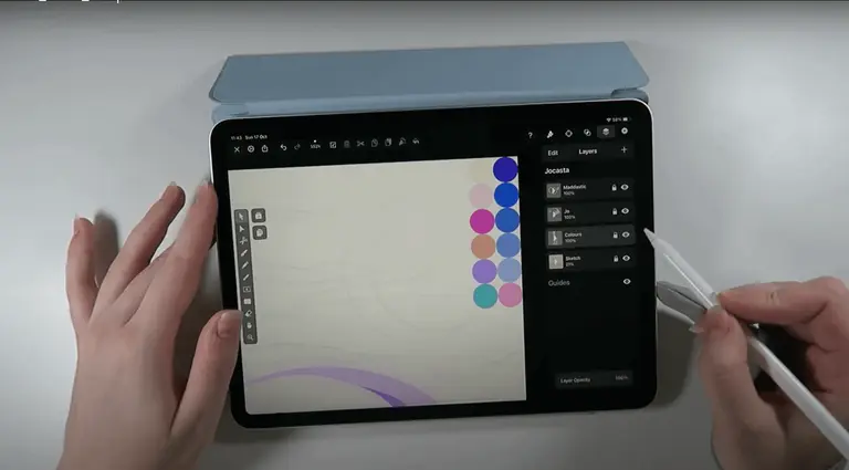 choosing color palette for character on ipad with vectornator