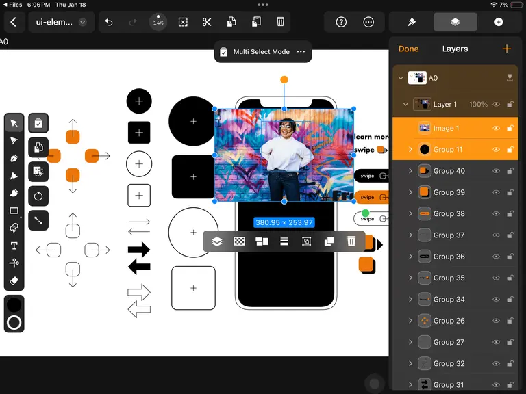 Rearrange layers in Linearity Curve UI design