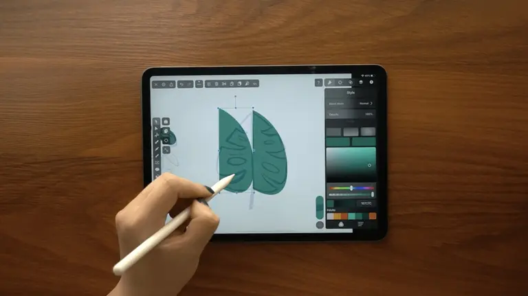 duplicate draw of monstera leaf on ipad