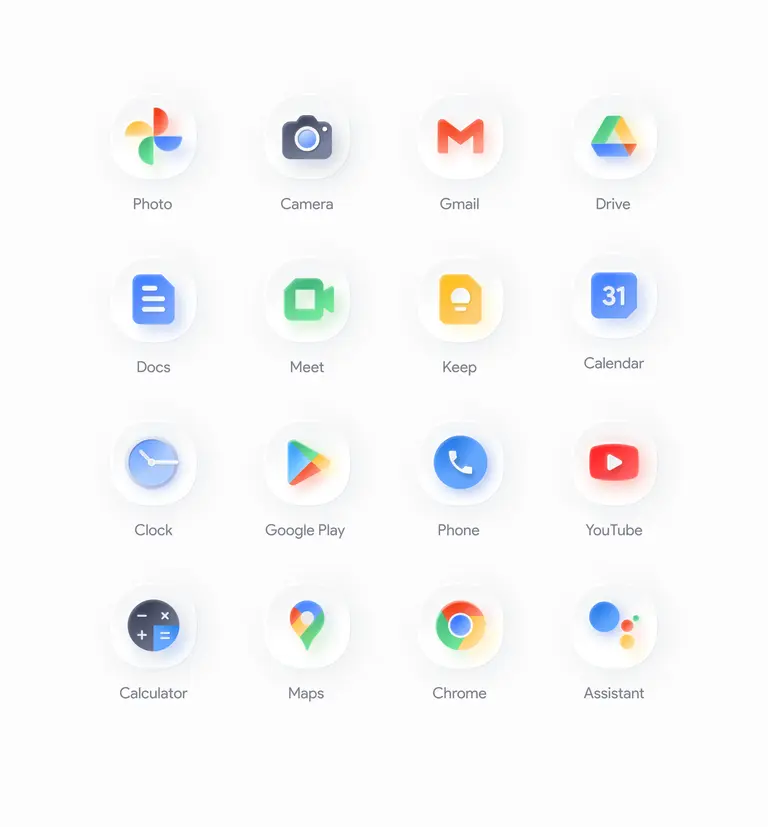 App icons for Google services including Gmail, Drive, and Maps