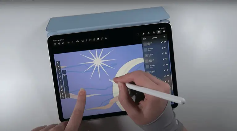 draw start and moon background on vactornator ipad