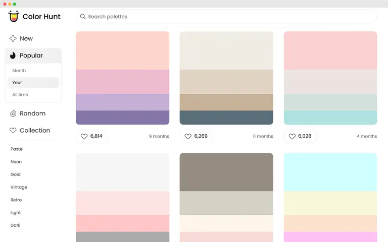 Color Hunt color palettes