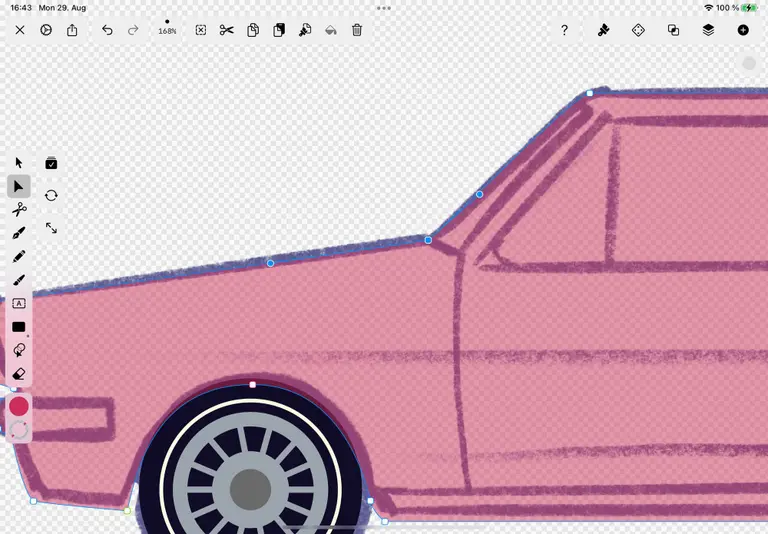 Drawing a car tutorial - Node Tool in Vectornator