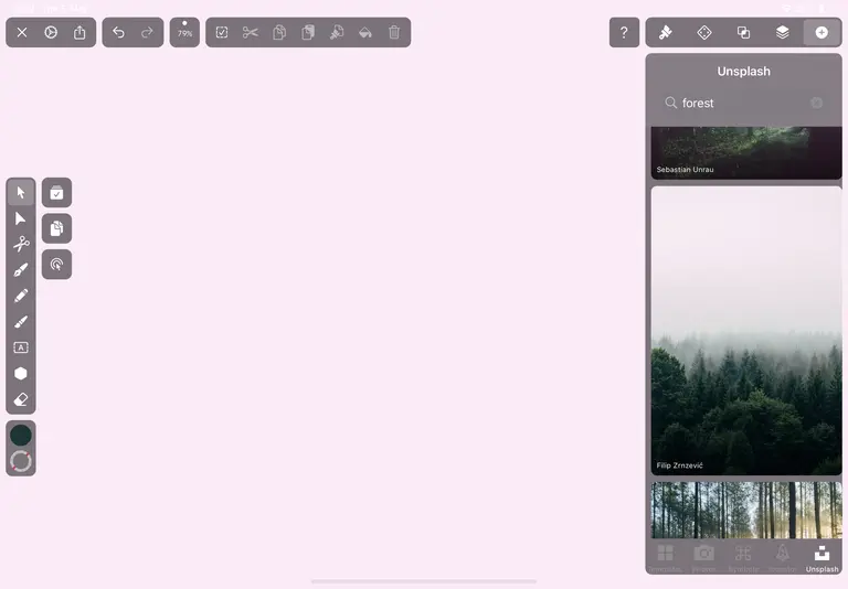 Choosing an Unsplash image on Vectornator