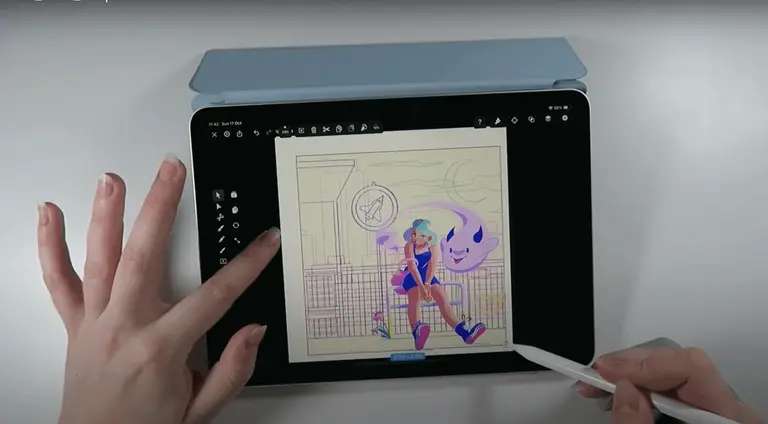 drawing background for character on ipad with vectornator