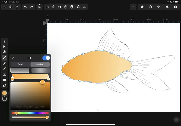 color gradient with vectornator