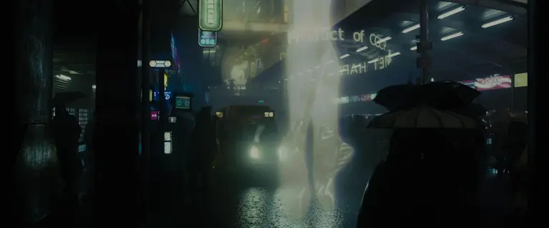 Futuristic cityscape with hologram