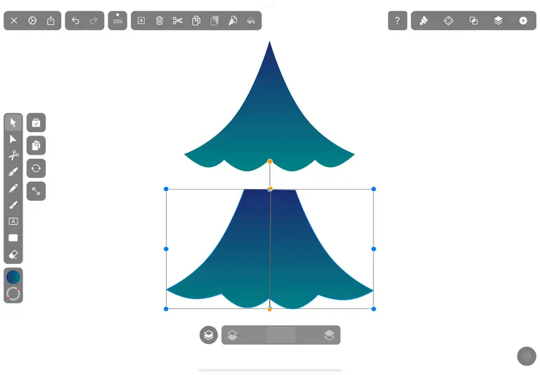 Drawing a Christmas tree shape in Vectornator