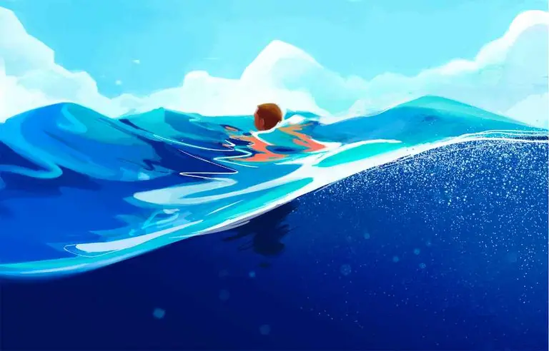 Blue swimmer illustration