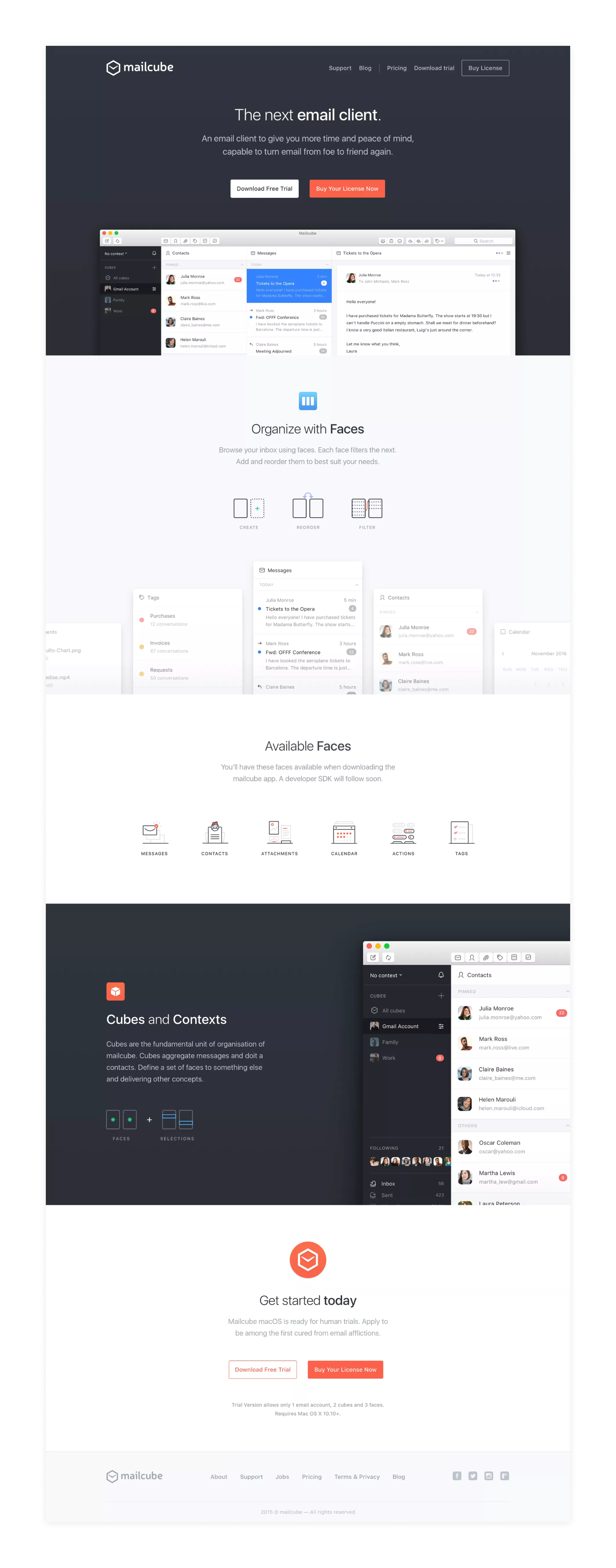 Mailcube landing page.