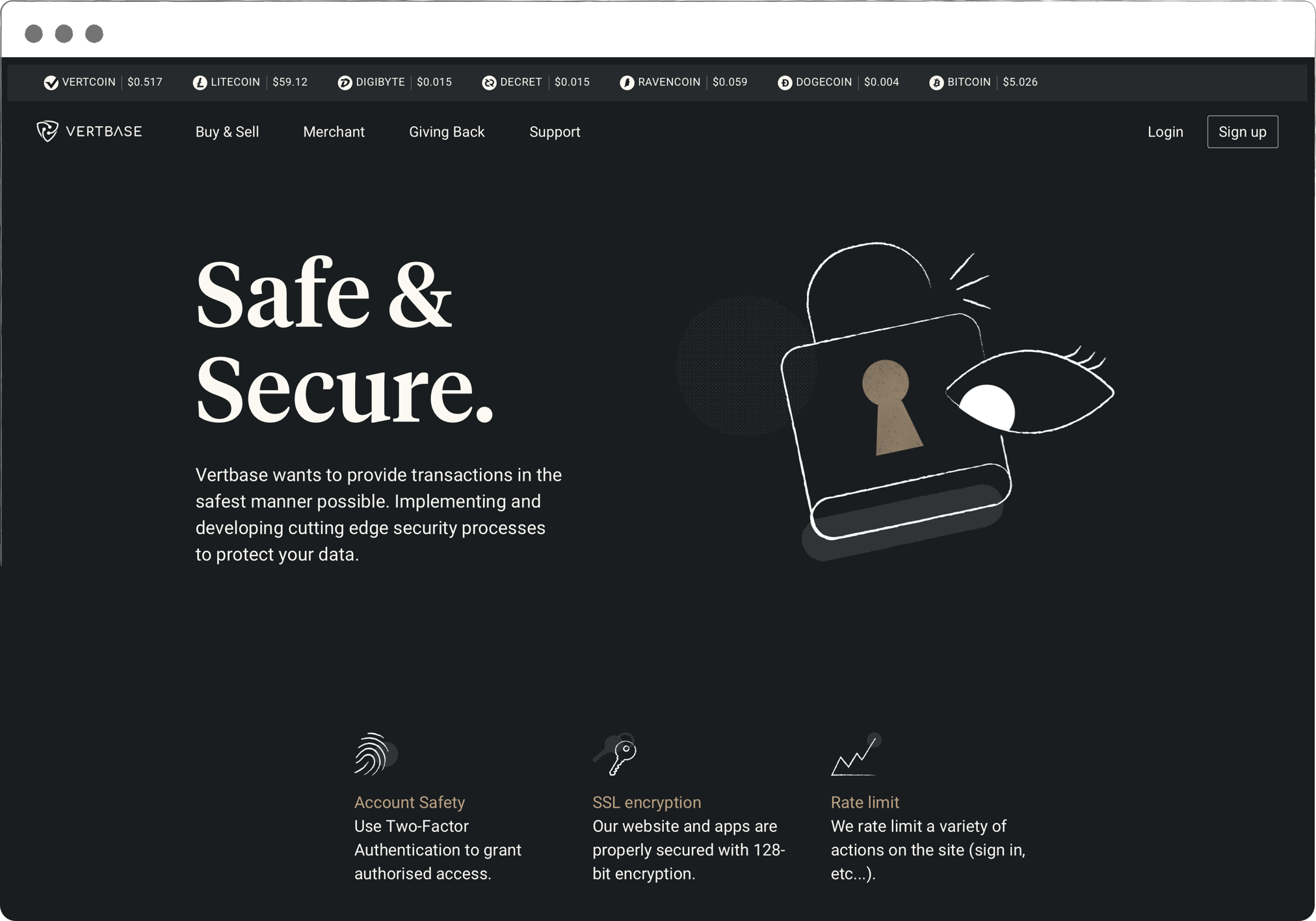 Vertbase homepage.