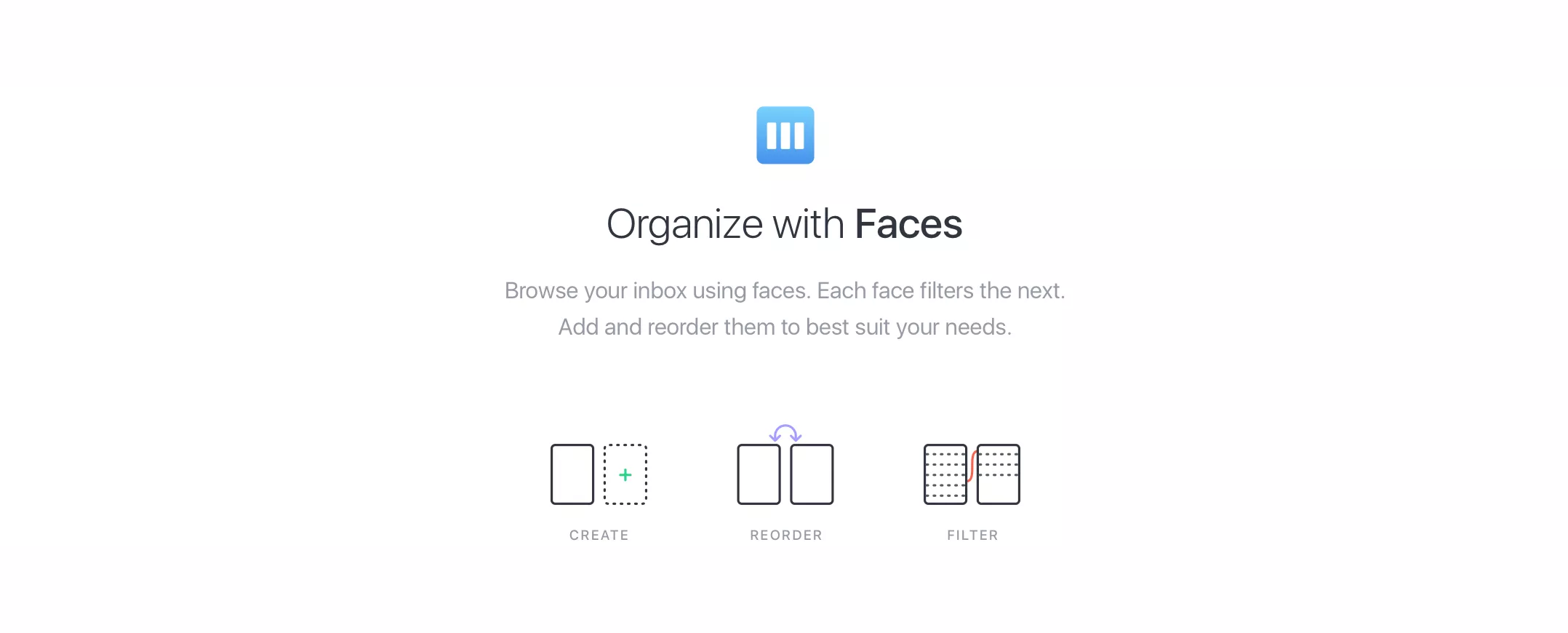 Mailcube project - organize with faces.