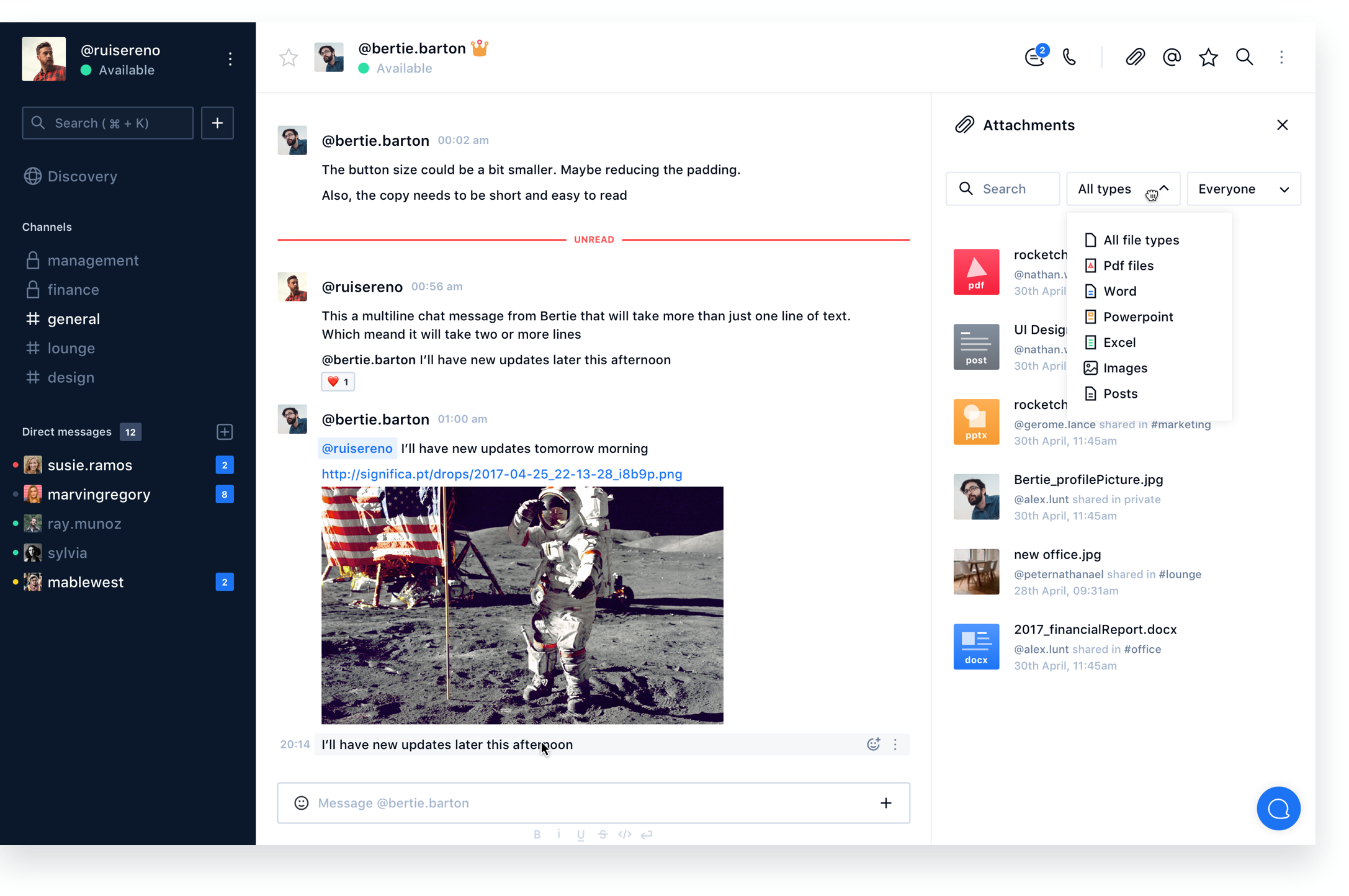 Rocket.Chat screen on desktop.