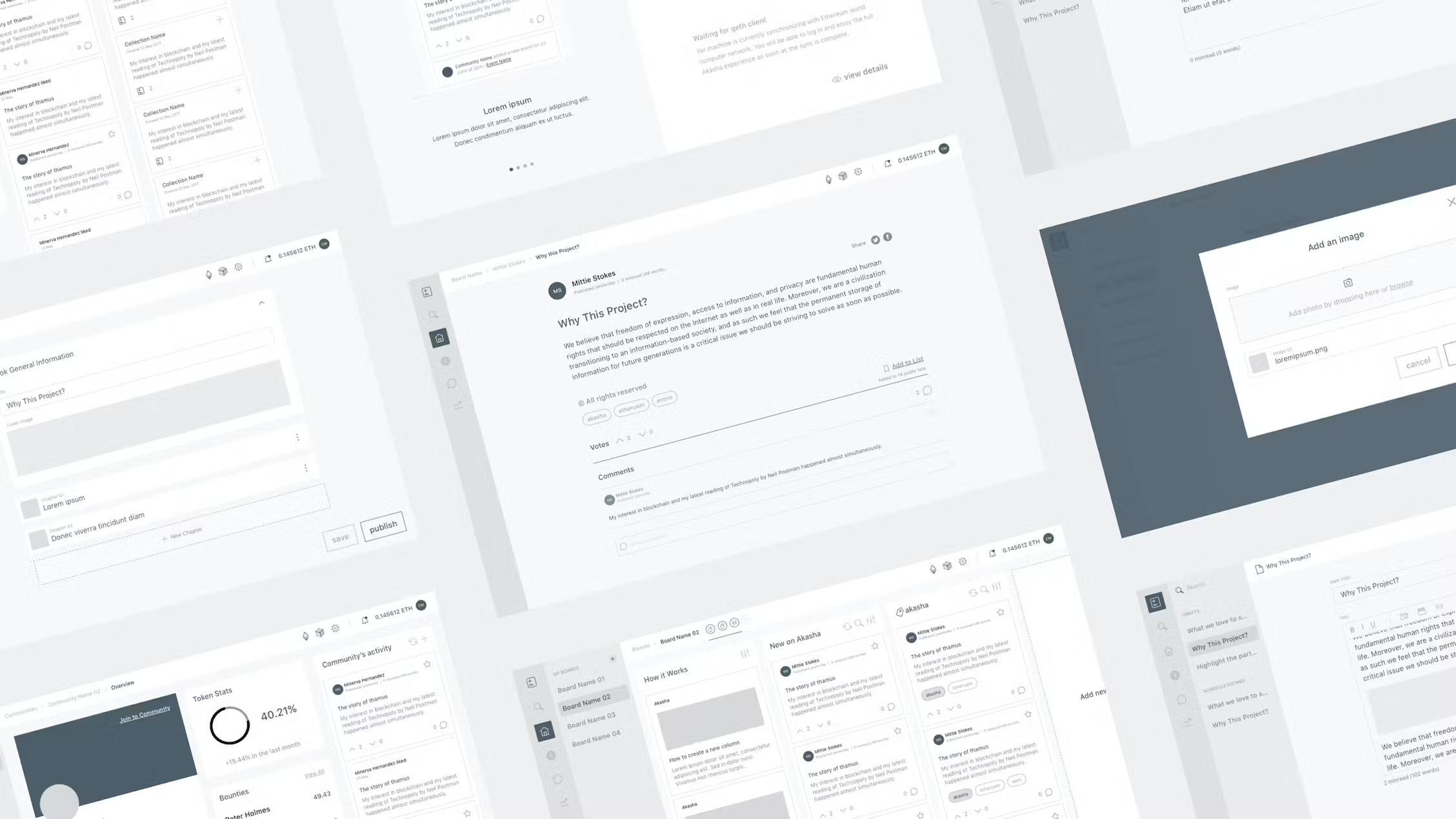 AKASHA Wireframes.