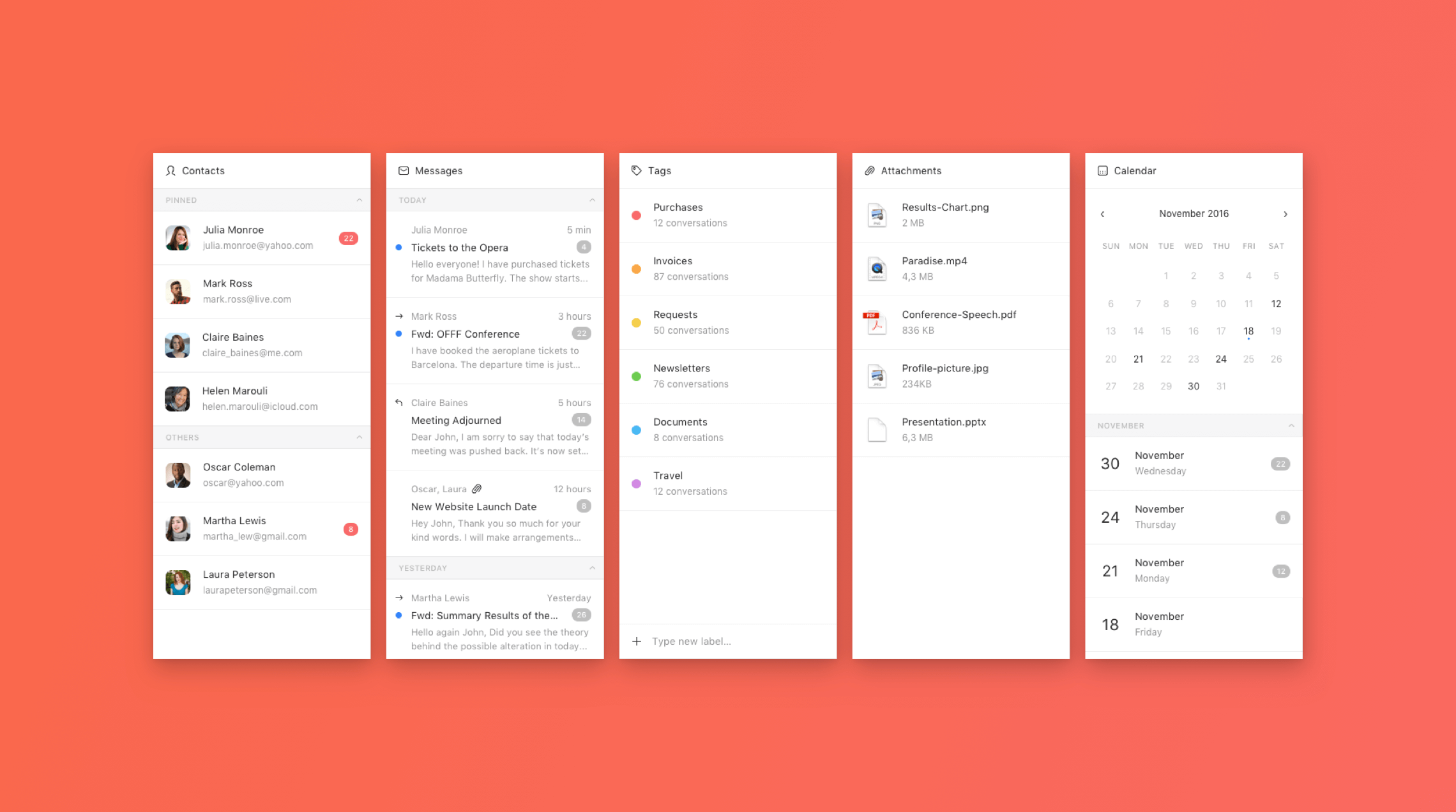 Mailcube mobile screens.