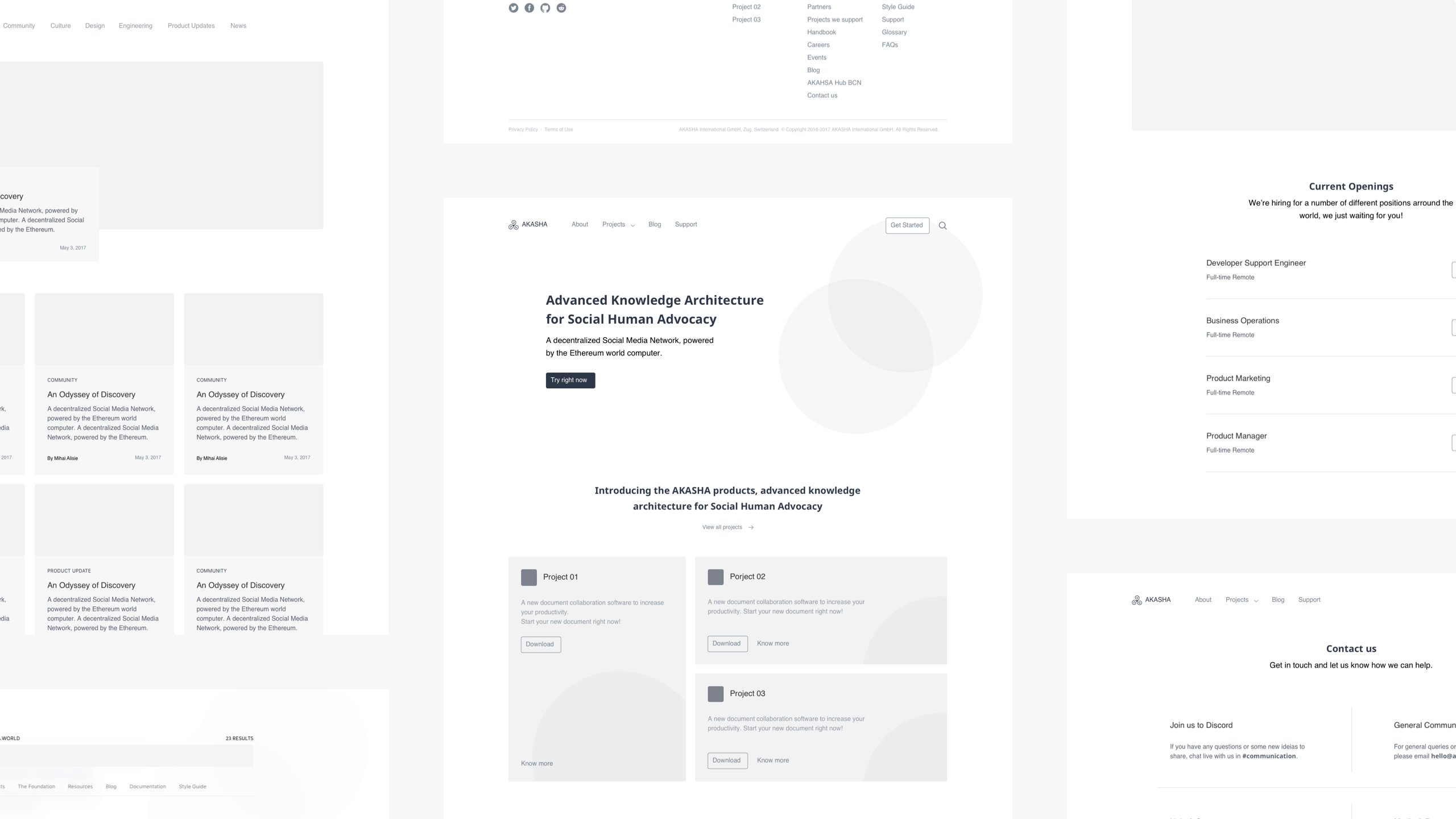 AKASHA wireframes.