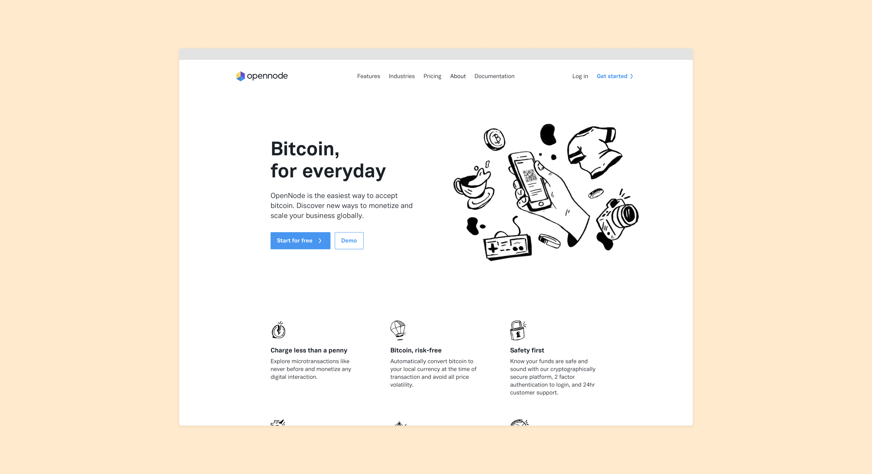 Opennode homepage on desktop.