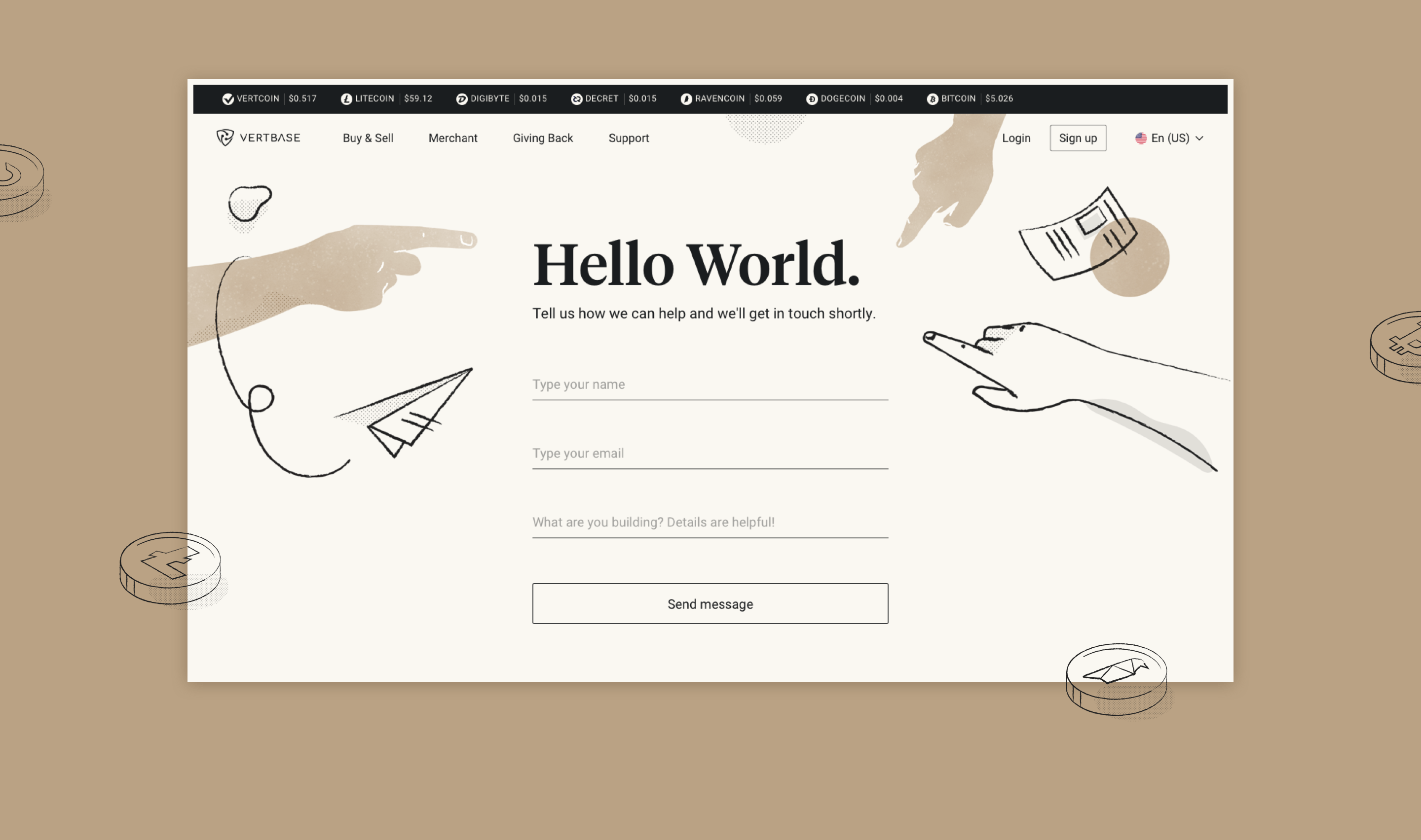 Vertbase forms page.