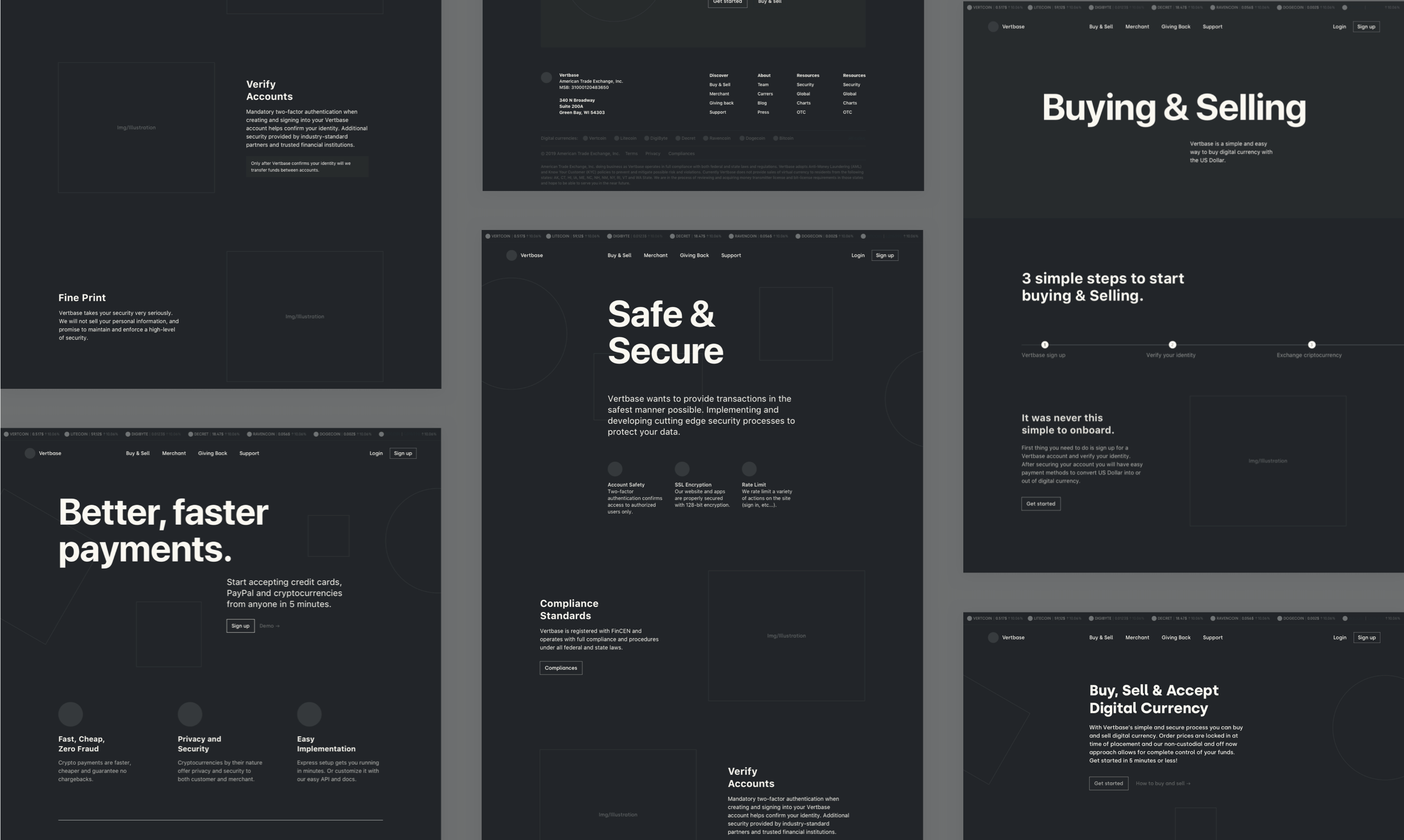Vertbase different screens.