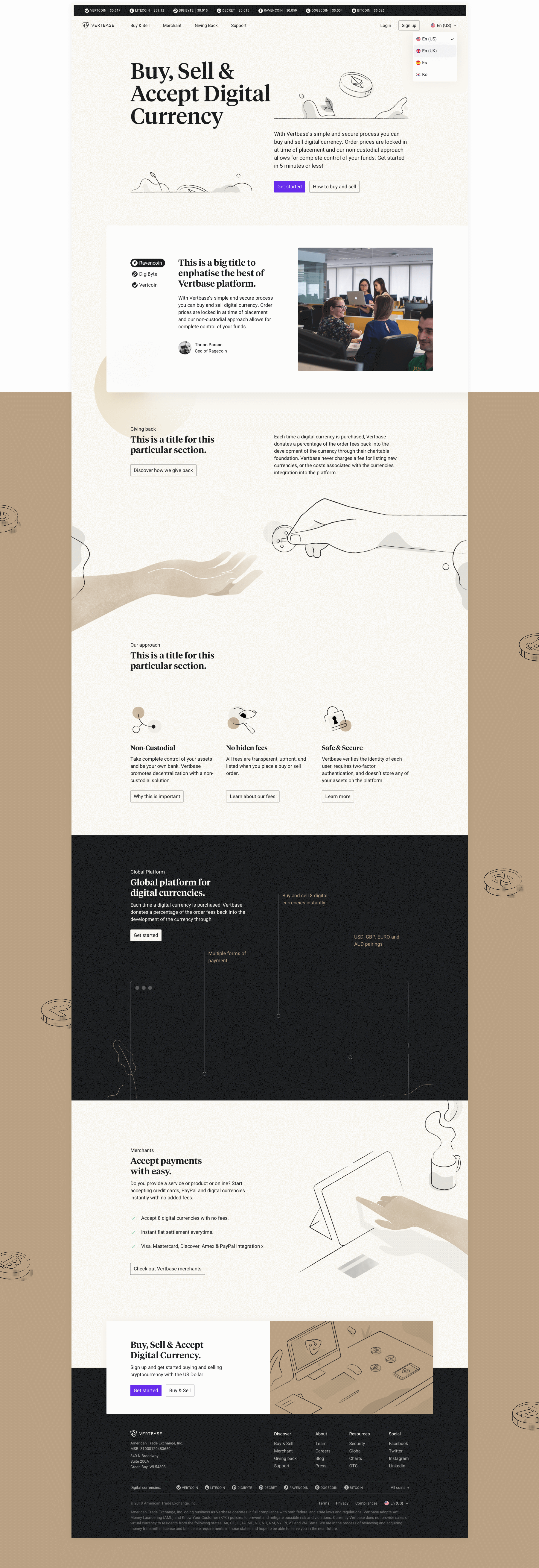 Vertbase website homepage.