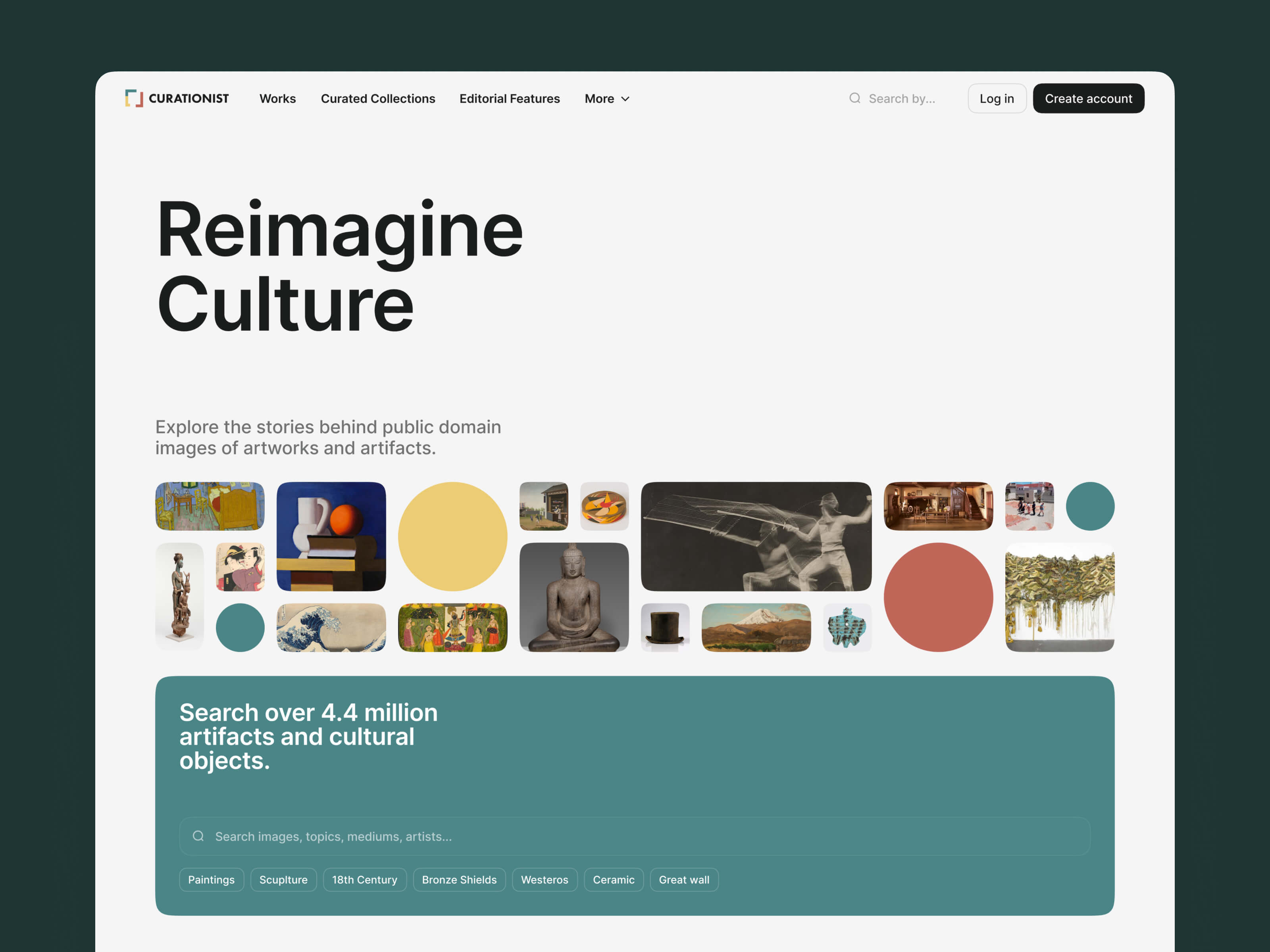 Curationist homepage.
