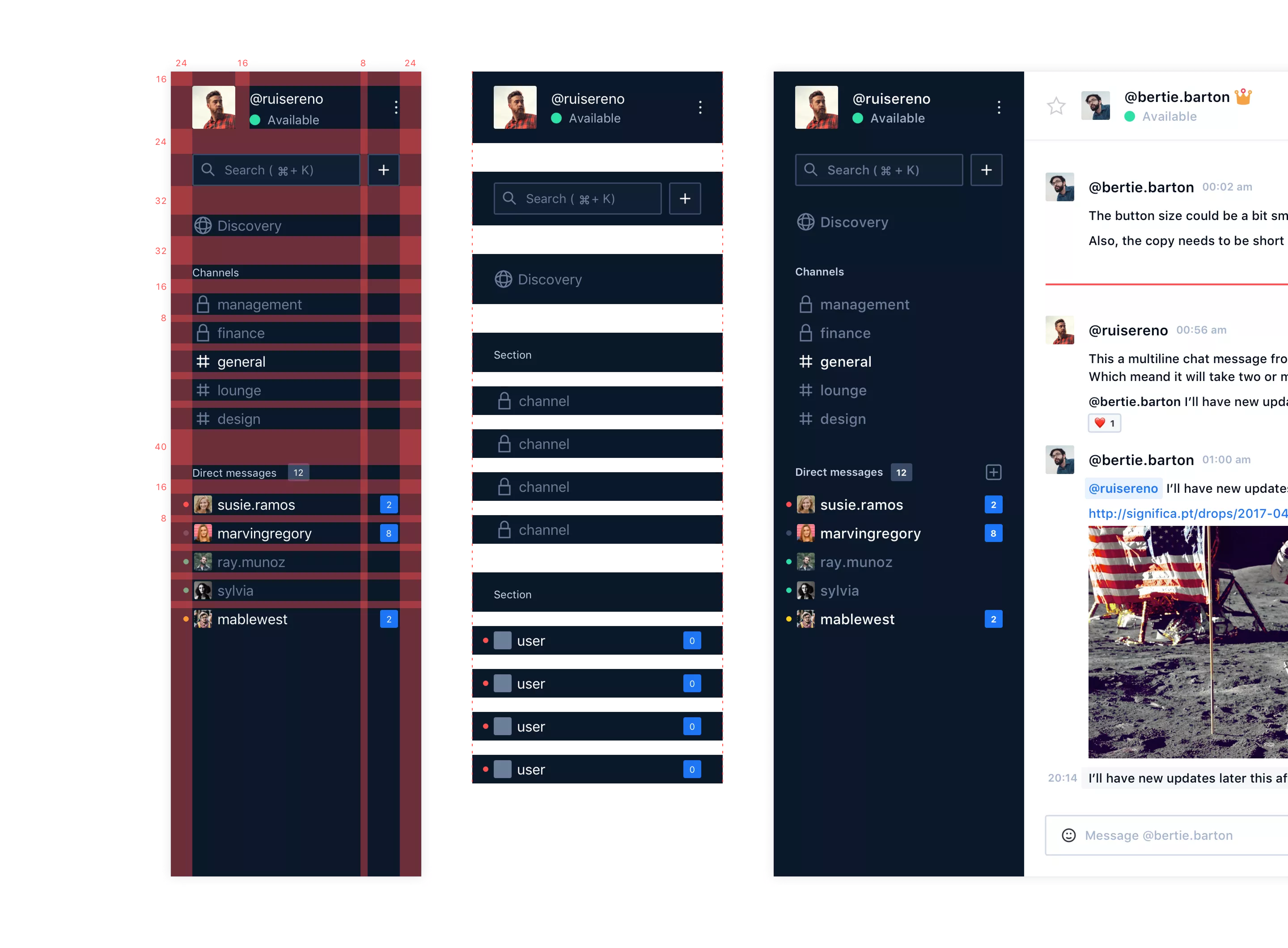 Rocket.Chat sidebar.